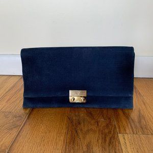 CH Carolina Herrera Navy Suede Clutch
